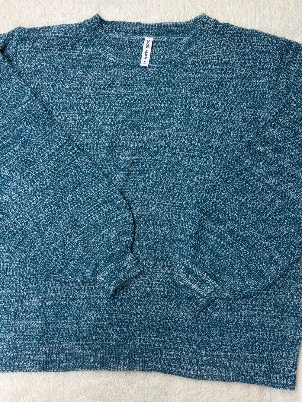 Cozy Crewneck Sweater - Teal Blue by Unknown Brand